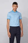 Hugo Boss - Slim Fit Polo Shirt In Micro Patterned Cotton - Turquoise