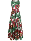 La Doublej Sleeveless Big Floral-print Cotton Maxi Dress In White