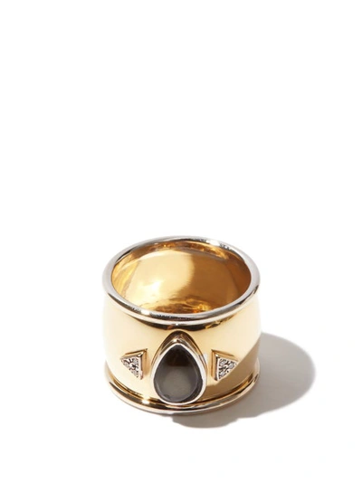 Mukhi Sisters Black Star Diamond & 18kt Gold Ring In Yellow Gold