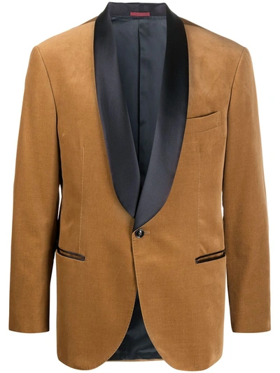 Brunello Cucinelli Contrasting Lapel Dinner Suit In Brown