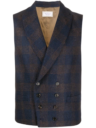 Brunello Cucinelli Double-breasted Waistcoat In Blue