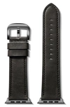 Shinola Men's 24mm Grizzly Leather Strap For Apple Watch In Black