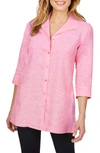 Foxcroft Sterling Button Front Non-iron Linen Shirt In Cabana Pink