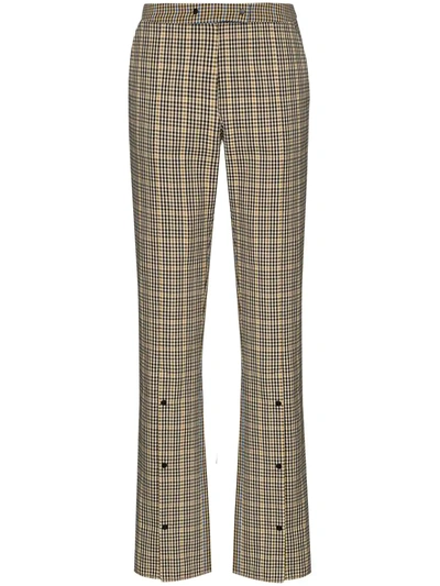 Brøgger Kit Mid-rise Check-pattern Trousers In Brown