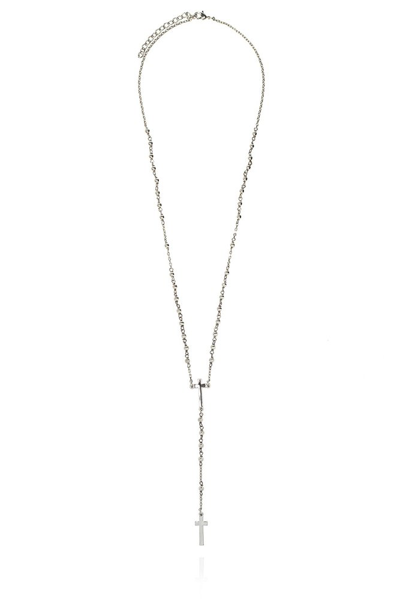 Dsquared2 Rosary Bead Necklace In Silver