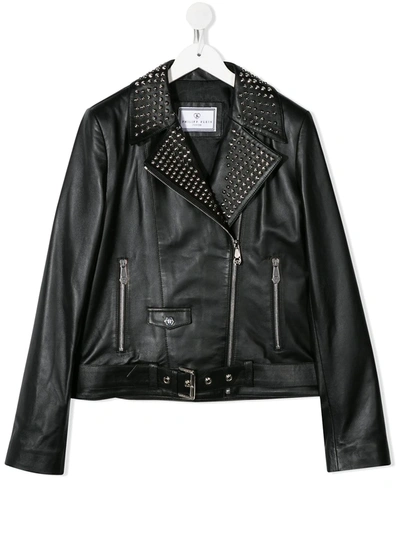 Philipp Plein Kids' Biker Jacket In Black