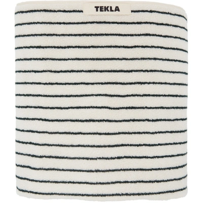 Tekla Off-white & Green Organic Striped Towel In Racing Gree