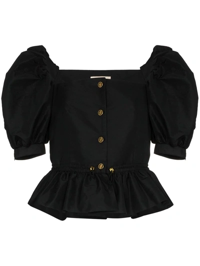 Brøgger Daisy Puff-sleeve Blouse In Black