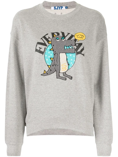 Sjyp Everyday Dino Logo Sweatshirt In Grey