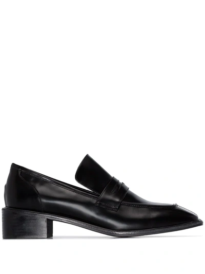 Osoi Derrick' Square Toe Leather Loafers In Black