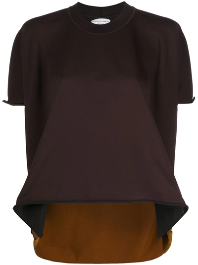 Bottega Veneta Panelled High-low Hem T-shirt In Brown