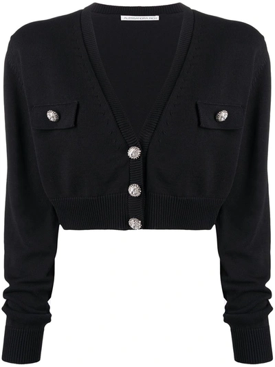 Alessandra Rich Cropped Fitted Cardigan In Black