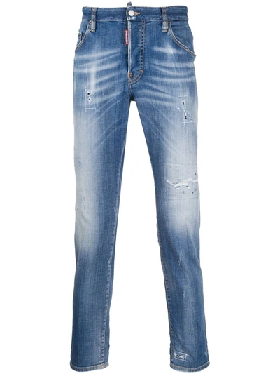 Dsquared2 Distressed-effect Slim-fit Jeans In Blue