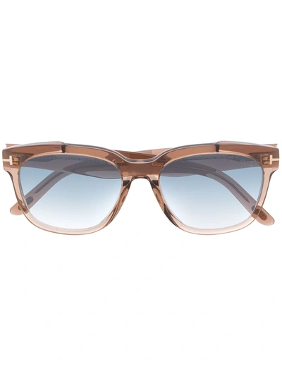 Tom Ford Rhett Square-frame Sunglasses In Pnk Champag/ Turq Sand/ Silv