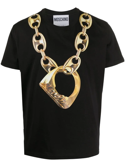 Moschino Mosch Chain Ring Ss Tee Blk In Black