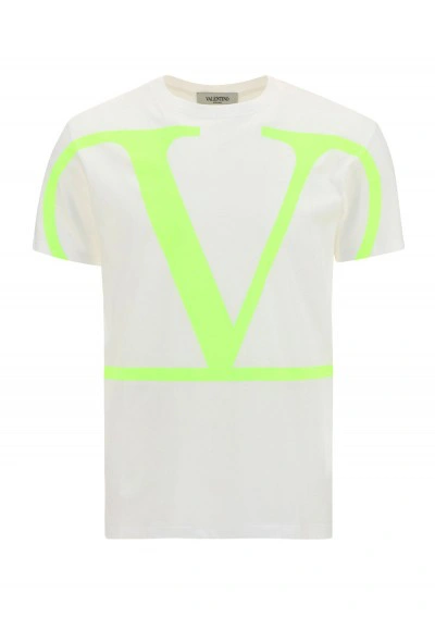 Valentino T-shirt In Bianco/giallo Fluo