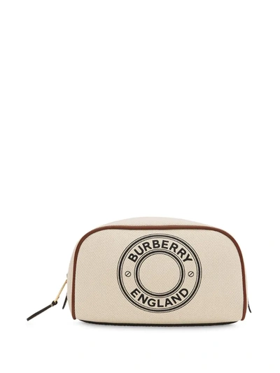 Burberry Small Cotton Canvas Logo Travel Pouch In White