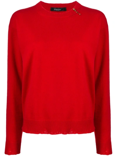 Versace Safety Pin Detail Jumper In Red