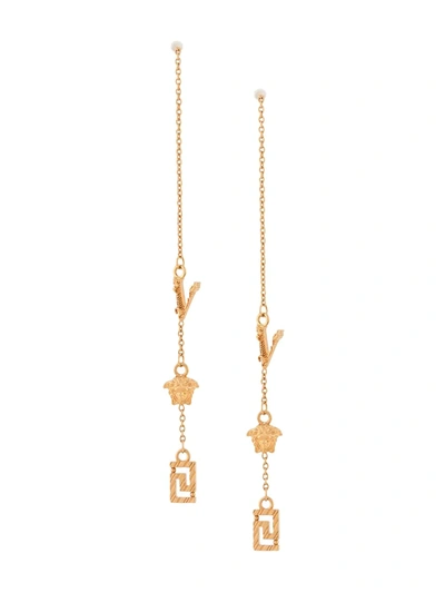 Versace Charm Drop Earrings In Gold