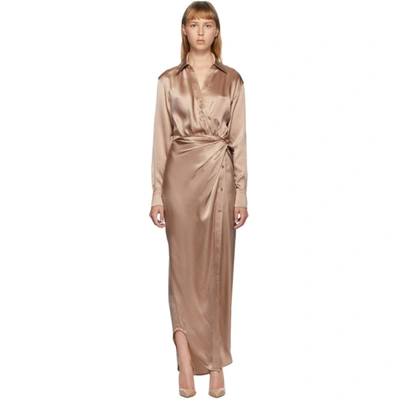 Alexander Wang T Pink Silk Twist Long Dress In 260 Rose Be