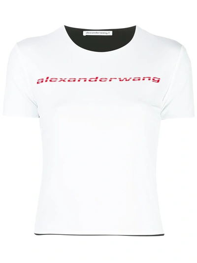 Alexander Wang T Alexanderwang.t Logo-print Reversible Stretch-jersey T-shirt In White