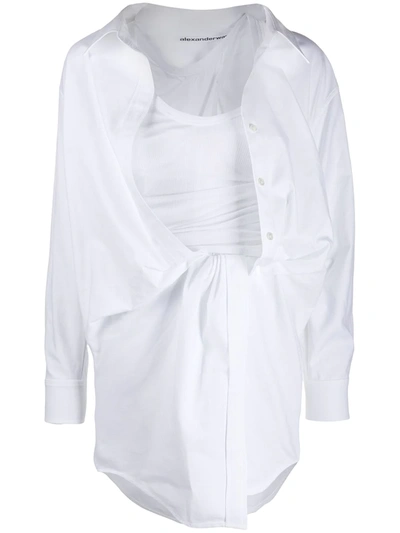 Alexander Wang Asymmetric Cotton-poplin Shirt Dress In White