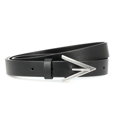 Bottega Veneta Black Leather Belt With Triangular Buckle