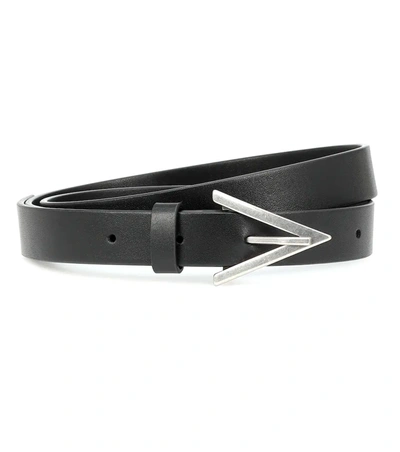 Bottega Veneta Black Leather Belt With Triangular Buckle In Black