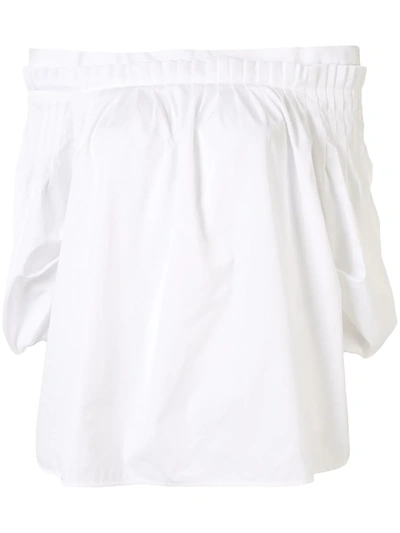 Gabriela Hearst Pleated Off-shoulder Blouse In White