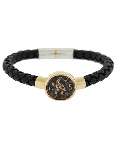 Jorge Adeler Roman Eagle Coin Leather Bracelet