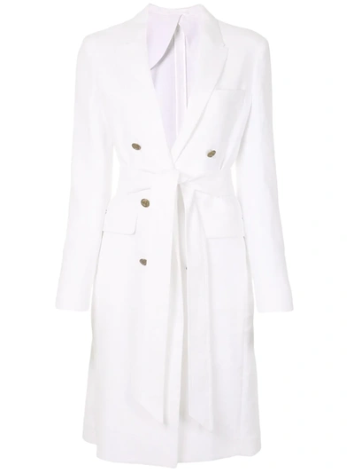 Eleventy Double-breasted Coat In White