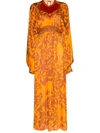 Johanna Ortiz Tassel-trimmed Embellished Printed Crepon Kaftan In Orange