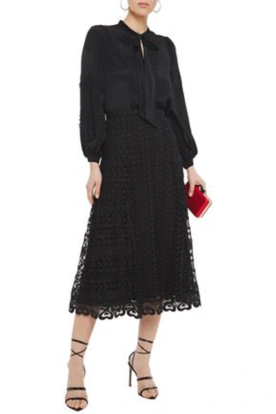 Temperley London Pussy-bow Pintucked Crepe De Chine Blouse In Black
