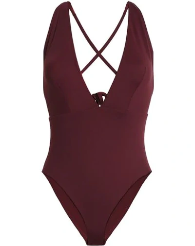 Skin One-piece Swimsuits In Maroon