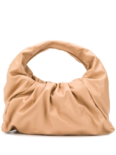 Bottega Veneta The Shoulder Pouch Bag In Almond & Gold