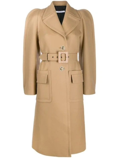 Givenchy Exaggerated-shoulder Belted Wool-blend Coat In Beige