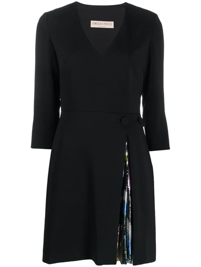 Emilio Pucci V-neck Sequin Detail Dress In Black