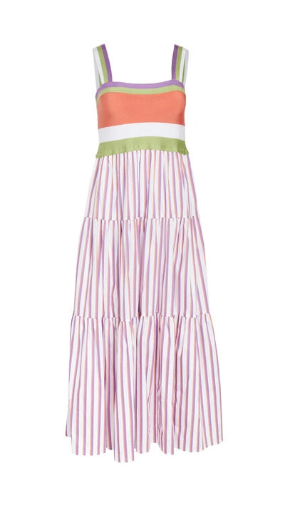 Tanya Taylor Claudia Striped Dress In Orchid Stripe