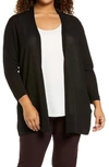 Eileen Fisher Organic Linen & Cotton Longline Cardigan In Black
