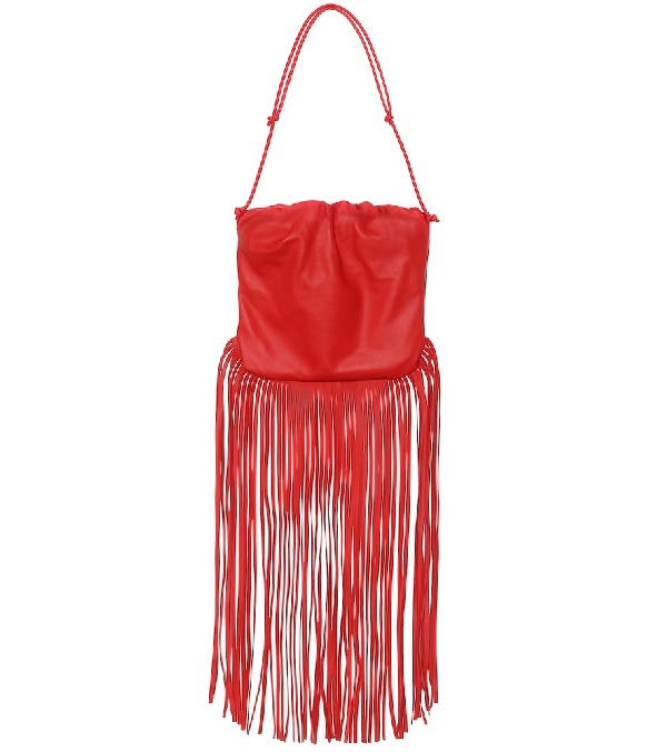 Bottega Veneta The Fringe Pouch Leather Shoulder Bag In Red | ModeSens