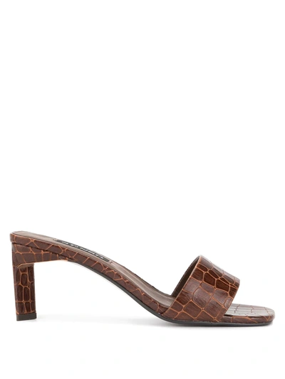 Senso Maisy I Croc-embossed Slide Sandals In Brown
