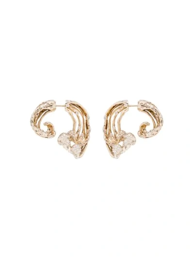 Bibi Van Der Velden 18kt Yellow Gold Wave Diamond Earrings
