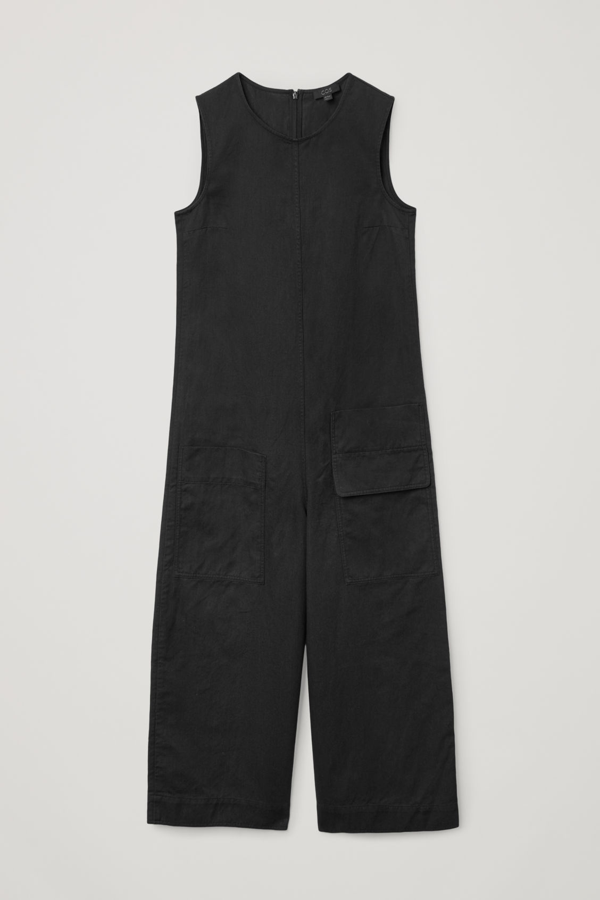 Cos Wideleg Organic Jumpsuit In Black ModeSens