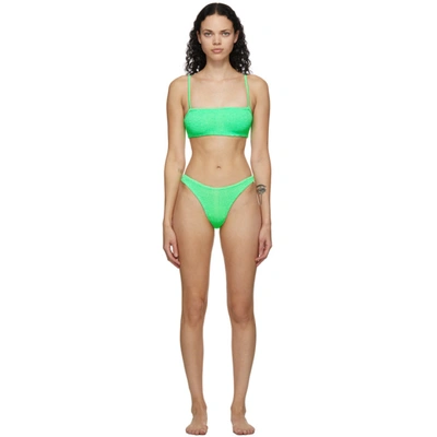 Hunza G Net Sustain Gigi Seersucker Bikini In Bright Green