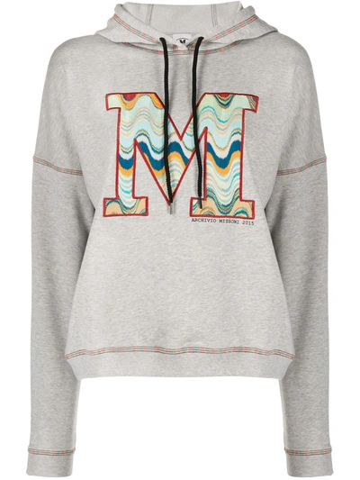 M Missoni Embroidered Logo Hoodie In Grey