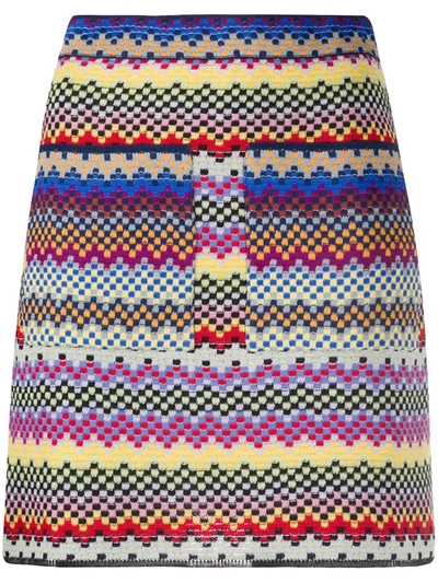 M Missoni Fitted Striped Skirt In Red