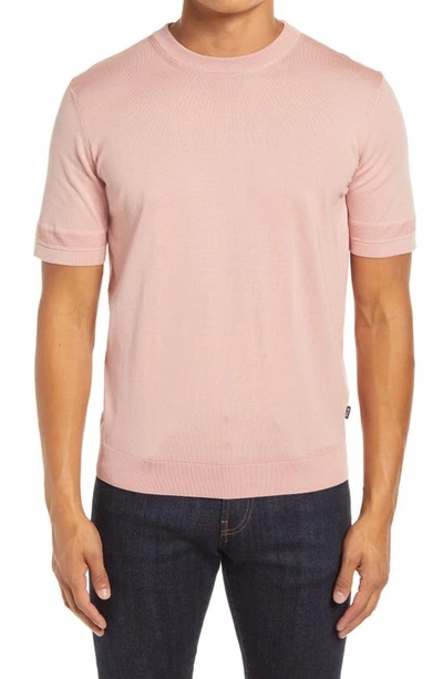 Hugo Boss Imatteo Short Sleeve Sweater In Light Pink