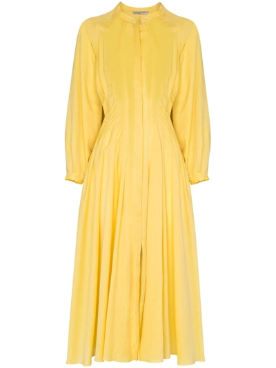 Three Graces Valeraine Yellow Cotton Midi Dress