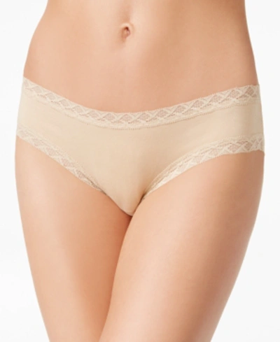 Natori Bliss Lace-trim Cotton Brief Underwear 156058 In Cafe (nude )