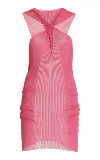 Bottega Veneta Twisted Ribbed Cotton-blend Tank Top In Pink
